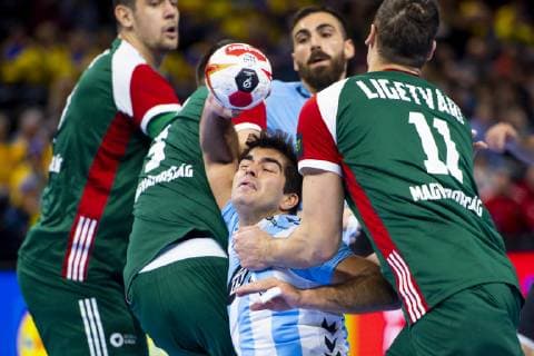 190111 Pablo Ariel Simonet of Argentina during the IHF World Handball Championship match between Argentina and Hungary on January 11 2019 in Köpenhamn Photo Ludvig Thunman BILDBYR u0081N kod LT 35573, detectedSourceLanguage  Copyright: LUDVIGxTHUNMAN BB190111LT003