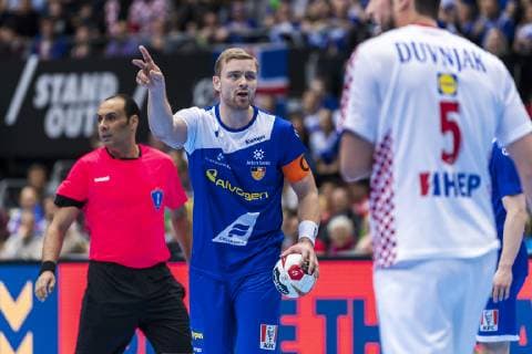 Munich Germany 11 January 2019 World Cup 2019 Men Group B Iceland vs Croatia Aron Palmarsson Iceland Munich Olympic Hall Bayern Germany