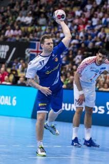 Munich Germany 11 January 2019 World Cup 2019 Men Group B Iceland vs Croatia Arnor Gunnarsson Iceland Munich Olympic Hall Bayern Germany