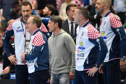 Niko KOVAC Coach Bayern Muenchen is on the wrong track in the middle of the Croatian coach team around Lino CERVAR li preliminary round Group B Island ISL Croatia CRO 27 31 at 11 01 2019 in Munich Germany Olympic Hall Handball World Championship 2019 from 10 01 27 01 2019 in Germany and Denmark