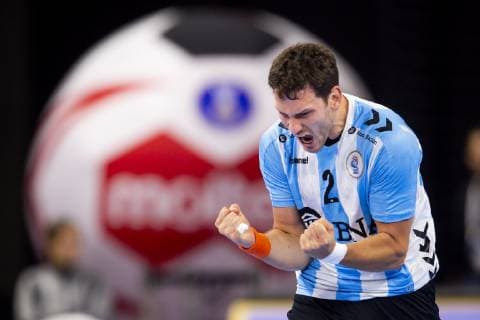 190111 Fredrico Gaston Fernandez of Argentina celebrates during the IHF World Handball Championship match between Argentina and Hungary on January 11 2019 in Köpenhamn Photo Ludvig Thunman BILDBYR u0081N kod LT 35573, detectedSourceLanguage  Copyright: LUDVIGxTHUNMAN BB190111LT025