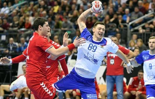Dmitrij Zhitnikov Russia in litter left Mijalo Marsenic Serbia Serbia Russia Serbia Russia Federation IHF Handball World Championship 2019 Hanball World Championship 2019 Men Men Men Handball Germany Germany Preliminary Round Group A group A Berlin 11 1 2019