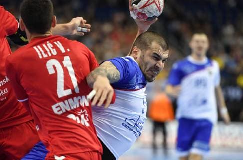 Dmitrij Kiselev Russia in litter left Vanja Ilic Serbia Serbia Russia Serbia Russia Federation IHF Handball World Championship 2019 Hanball World Championship 2019 Men Men Men Handball men Handball Germany Germany Preliminary round Group A group A Berlin 11 1 2019