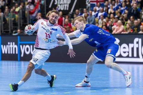 Munich Germany 11 January 2019 World Cup 2019 Men Group B Iceland vs Croatia v li Luka Cindric Croatia Munich Olympic Hall Bayern Germany