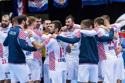 Munich Germany 11 January 2019 World Cup 2019 men group B Iceland vs Croatia the team of Croatia final jubilation final jubilation emotion joy Munich Olympic Hall Bavaria Germany
