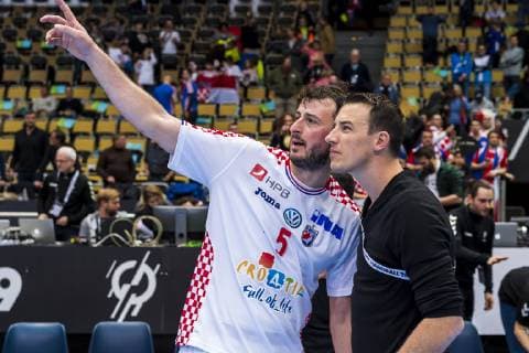 Munich Germany 11 January 2019 World Cup 2019 Men Group B Island vs Croatia v li Domagoj Duvnjak Croatia THW Kiel Dominik Klein Munich Olympic Hall Bavaria Germany