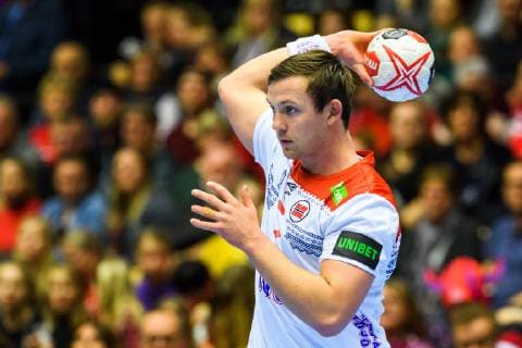 190111 Sander Sagosen of Norway during the 2019 IHF World Championship match between Tunisia and Norway on January 11 2019 in Herning Photo Jon Olav Nesvold BILDBYR u0081N kod JE 160394, detectedSourceLanguage  Copyright: JONxOLAVxNESVOLD BB190111JE106