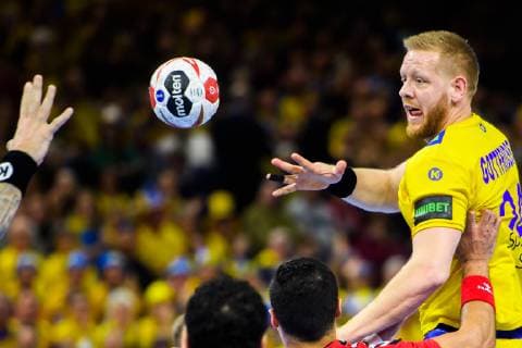 190111 Jim Gottfridsson of Sweden during the IHF World Handball Championship match between Egypt and Sweden on January 11 2019 in Copenhagen Photo Ludvig Thunman BILDBYR u0081N kod LT 35574, detectedSourceLanguage  Copyright: LUDVIGxTHUNMAN BB190111LT052