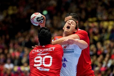 190111 Sander Sagosen of Norway during the 2019 IHF World Championship match between Tunisia and Norway on January 11 2019 in Herning Photo Jon Olav Nesvold BILDBYR u0081N kod JE 160394, detectedSourceLanguage  Copyright: JONxOLAVxNESVOLD BB190111JE134