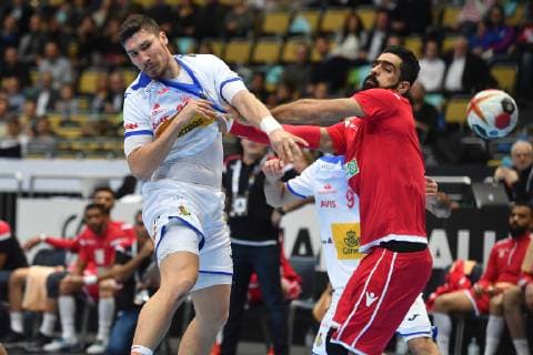 Alex DOVICHEBAEVA DUJSHEBAEV ESP action duel litter preliminary round group B Bahrain BRN Spain ESP on 11 01 2019 in Munich Germany Olympic Hall Handball World Championship 2019 from 10 01 27 01 2019 in Germany and Denmark