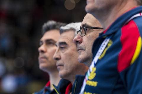 Munich Germany 11 January 2019 World Cup 2019 Men Group B Bahrain vs Spain Coach Jorid Ribera Spain Munich Olympic Hall Bayern Germany