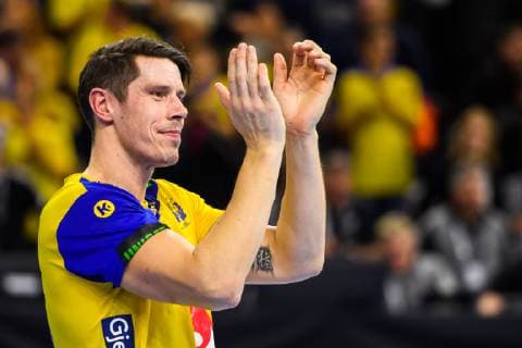 190111 Kim Andersson celebrates after the IHF World Handball Championship match between Egypt and Sweden on January 11 2019 in Copenhagen Photo Ludvig Thunman BILDBYR u0081N kod LT 35574, detectedSourceLanguage  Copyright: LUDVIGxTHUNMAN BB190111LT079