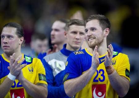 Albin Lagergren and Mattias Zachrisson of Sweden after the men s IHF Handball World Championship match in Group D between Sweden Egypt in Copenhagen Denmark on Friday Jan 11 2019 Copenhagen Denmark, detectedSourceLanguage  Copyright: Scanpix LiselottexSabroex COP102 spdk20190111-220711-L