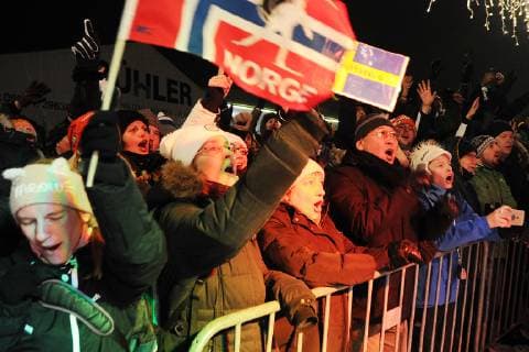 Award ceremony after the womens Biathlon World Cup Sprint races 10 01 2019 and the mens Sprint races 11 01 2019 Biathlon fans at the award ceremony cheer the biathlete to Oberhof Thuringia Germany