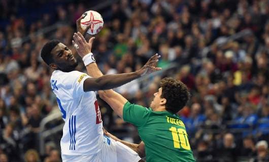 Dika Mem FRA litter right Jose Toledo BRA Brazil France Brasilia France IHF Handball World Championship 2019 Hanball World Championship 2019 Men Men Men Men Handball Germany Germany Preliminary round Group A group A Berlin 11 1 2019
