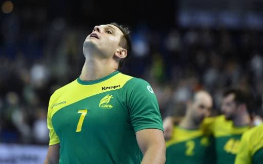 Guilherme Valadao BRA disappointed after the game Brazil France Brasilia France IHF Handball World Championship 2019 Hanball World Championship 2019 men men men men Handball Germany Germany preliminary round group A group A Berlin 11 1 2019