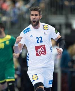 Luka Karabatic 22 FRA cheers for group A Brazil France at the Mercedes Benz Arena in Berlin Germany on 11 01 2019 IHF Mens Handball World Championship in Germany and Denmark 2019