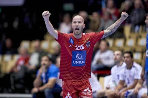 Handball WM, Österreich - Chile Robert Weber (28) of Austria during the men s IHF Handball World Championship WM Weltmeisterschaft Group C match 16, between Austria and Chile. Herning Denmark on Saturday Jan 12 2019 Herning Denmark, Denmark 