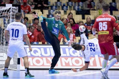 Handball WM, Österreich - Chile Nikola Marinovic (12) of Austria uring the men s IHF Handball World Championship WM Weltmeisterschaft Group C match 16, between Austria and Chile. Herning Denmark on Saturday Jan 12 2019 Herning Denmark, Denmark 