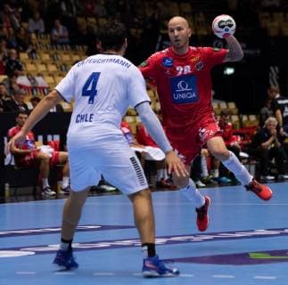 Handball WM Austria Chile on 12 01 2019 at the Jyske Bank Boxen in Herning Robert WEBER Austria xMNx