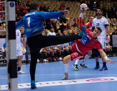 Handball WM Austria Chile on 12 01 2019 at the Jyske Bank Boxing in Herning Lukas HERBURGER Austria xMNx