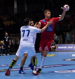 Handball WM Austria Chile on 12 01 2019 at the Jyske Bank Boxen in Herning Mykola BILYK Austria xMNx