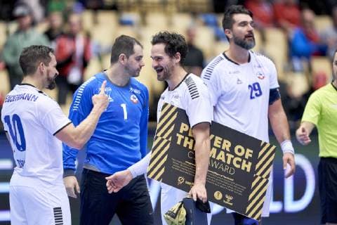 Handball WM, Österreich - Chile Player of the match Erwin Feuchtmann (4) of Chile after the men s IHF Handball World Championship WM Weltmeisterschaft Group C match 16, between Austria and Chile. Herning Denmark on Saturday Jan 12 2019 Herning Denmark, Denmark 