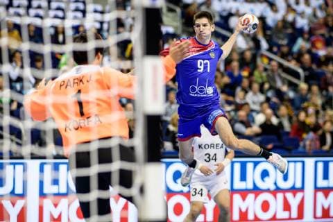 Russia vs. Korea Handball World Championship 2019 12 01 2019 Aleksei Fokin RUS 97 at the match between Russia and Korea at the Handball World Championship in Berlin on 12 01 2019 Berlin BER Germany Mercedes Benz Arena
