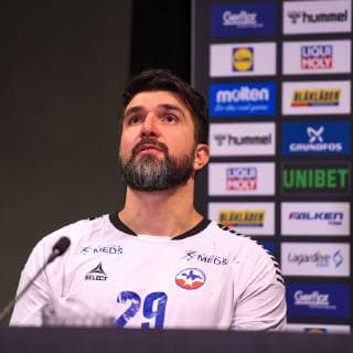 Handball WM, Österreich - Chile HANDBALL - IHF WC, AUT vs CHI HERNING,DENMARK,12.JAN.19 - HANDBALL - IHF Men s World Championships, international match Länderspiel Austria vs Chile. Image shows Marco Oneto (CHI) at the press conference PK Pressekonferenz GEPAxpictures xOliverxLerch