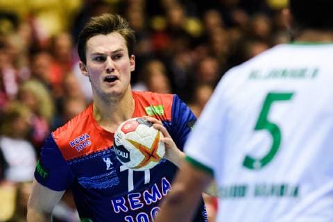 190112 Magnus Abelvik R¿d of Norway during the IHF World Handball Championship match between Norway and Saudi Arabia on January 12 2019 in Herning Photo Jon Olav Nesvold BILDBYR u0081N kod JE 160396, detectedSourceLanguage  Copyright: JONxOLAVxNESVOLD BB190112JE058