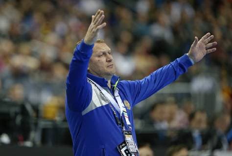 12 01 2019 Handball IHF World Championship Denmark and Germany 2019 Preliminary Round Group A Russia Korea in the Mercedes Benz Arena Berlin Trainer Eduard Koksharov Russia