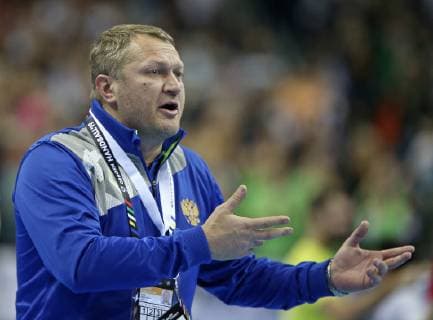12 01 2019 Handball IHF World Championship Denmark and Germany 2019 Preliminary Round Group A Russia Korea in the Mercedes Benz Arena Berlin Trainer Eduard Koksharov Russia