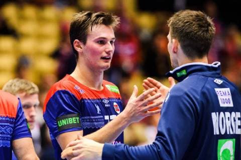190112 Magnus Abelvik R¿d of Norway celebrates after the IHF World Handball Championship match between Norway and Saudi Arabia on January 12 2019 in Herning Photo Jon Olav Nesvold BILDBYR u0081N kod JE 160396, detectedSourceLanguage  Copyright: JONxOLAVxNESVOLD BB190112JE091