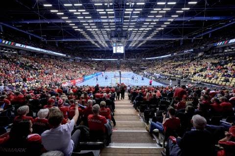 Spectators in the Jyske Bank Boxen during the men s IHF Handball World Championship WM Weltmeisterschaft Group C match 17, between Norway and Saudi Arabia. Herning Denmark on Saturday Jan 12 2019 Herning Denmark, Denmark 