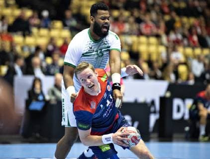 Magnus Gullerud of Norway against Adnan Radnah of Saudi Arabia during the men s IHF Handball World Championship Group C match between Norway and Saudi Arabia in Herning Denmark Saturday Jan 12 2019 Herning Jylland, detectedSourceLanguage  Copyright: HenningxBagger HenningxBaggerx COP110 spdk20190112-190345-L