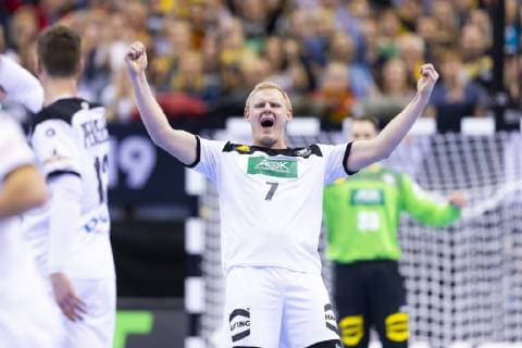 Patrick Wiencek No 7 Germany is happy Germany vs Brazil preliminary round Handball IHF Handball World Championship 12 01 19 Berlin Berlin Germany Mercedes Benz Arena Copyright: xAgentur54Gradx xFelixxKoenigx