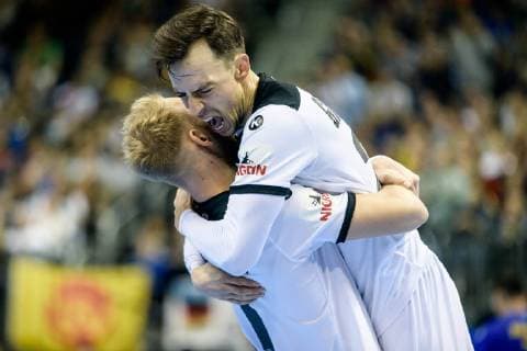 Germany vs Brazil Handball World Championship 2019 12 01 2019 Patrick Groetzki GER 24 and Matthias Musche GER 37 at the match between Germany and Brazil at the Handball World Championship in Berlin on 12 01 2019 Berlin BER Germany Mercedes Benz Arena