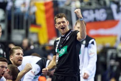 Handball Berlin 12 01 2019 World Championship 2019 Mens World Championship Group A Germany GER Brazil BRA Christian Prokop Germany Coach Jubel