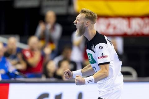 Matthias Musche No 37 Germany cheering Germany vs Brazil preliminary round Handball IHF Handball World Championship 12 01 19 Berlin Berlin Germany Mercedes Benz Arena Copyright: xAgentur54Gradx xFelixxKoenigx