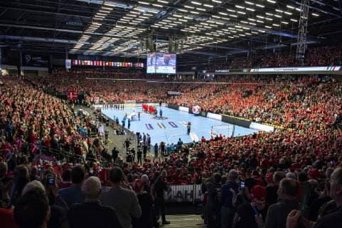 The Danish team arrives in the arena before the men s IHF Handball World Championship Group C match between Denmark and Tunisia in Herning Denmark Saturday Jan 12 2019 Herning Jylland Denmark, detectedSourceLanguage  Copyright: HenningxBagger HenningxBaggerx COP101 spdk20190112-201050-L