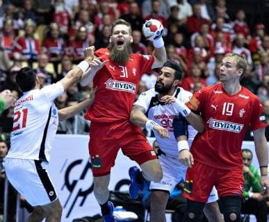 Nikolaj OEris Nielsen of Denmark during the mens IHF Handball World Championship Group C match between Denmark and Tunisia in Herning Denmark Saturday Jan 12 2019 Herning Jutland Denmark, detectedSourceLanguage  Copyright: HenningxBagger HenningxBaggerx COP101 spdk20190112-201911-L