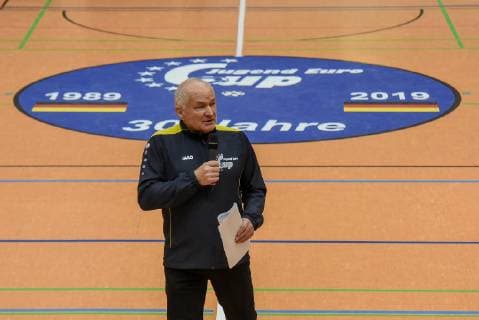 Chairman Organisation Josef Bichler Germany Gaildorf 12 01 2019 Sport Youth Football 30 Int U17 Indoor Football Tournament Youth Euro Cup 2019 Sports Hall