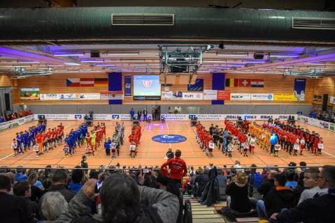 The participating teams of the Youth Euro Cup 2019 Germany Gaildorf 12 01 2019 Sports Youth Football 30 Int U17 Indoor Football Tournament Youth Euro Cup 2019 Sports Hall