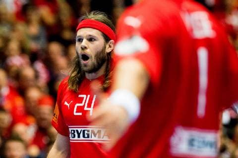 190112 Mikkel Hansen of Denmark during the IHF World Handball Championship match between Denmark and Tunisia on January 12 2019 in Herning Photo Jon Olav Nesvold BILDBYR N code JE 160397, detectedSourceLanguage  Copyright: JONxOLAVxNESVOLD BB190112JE118
