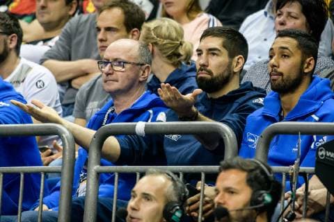 France vs. Serbia Handball World Championship 2019 12 01 2019 Nikola Karabatic helpless in the stands at the match between France and Serbia at the Handball World Championship in Berlin on 12 01 2019 Berlin BER Germany Mercedes Benz Arena