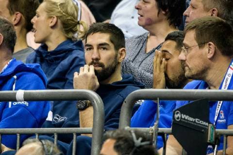 France vs. Serbia Handball World Championship 2019 12 01 2019 Nikola Karabatic helpless in the stands at the match between France and Serbia at the Handball World Championship in Berlin on 12 01 2019 Berlin BER Germany Mercedes Benz Arena