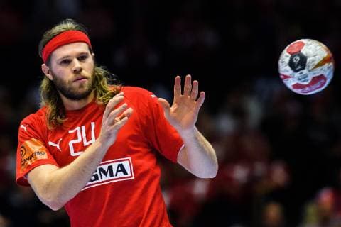190112 Mikkel Hansen of Denmark during the IHF World Handball Championship match between Denmark and Tunisia on January 12 2019 in Herning Photo Jon Olav Nesvold BILDBYR N code JE 160397, detectedSourceLanguage  Copyright: JONxOLAVxNESVOLD BB190112JE123