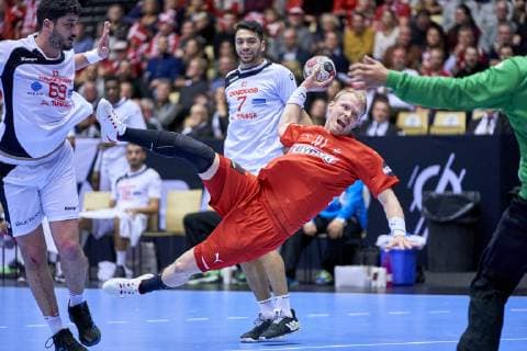 Handball WM, Dänemark - Tunesien Anders Zachariassen (14) of Denmark during the men s IHF Handball World Championship WM Weltmeisterschaft Group C match 18 between Denmark and Tunisia. Herning Denmark on Saturday Jan 12 2019 Herning Denmark, Denmark 