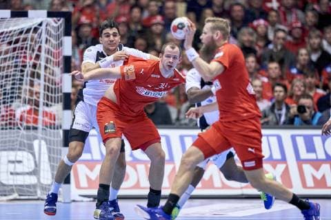 Handball WM, Dänemark - Tunesien Simon Hald (34) of Denmark during the men s IHF Handball World Championship WM Weltmeisterschaft Group C match 18 between Denmark and Tunisia. Herning Denmark on Saturday Jan 12 2019 Herning Denmark, Denmark 