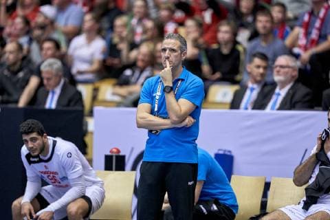 Handball WM, Dänemark - Tunesien Gerona Salaet Antonio (B) Coach of Tunisia during the men s IHF Handball World Championship WM Weltmeisterschaft Group C match 18 between Denmark and Tunisia. Herning Denmark on Saturday Jan 12 2019 Herning Denmark, Denmark 